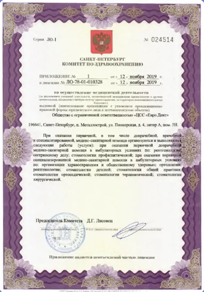 Лицензия ЛО-78-01-010328 от 12 ноября 2019 года, страница 2